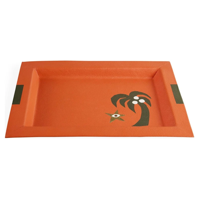 Leder-Tablett PLAYA PALM TREE orange 31 x 23 cm