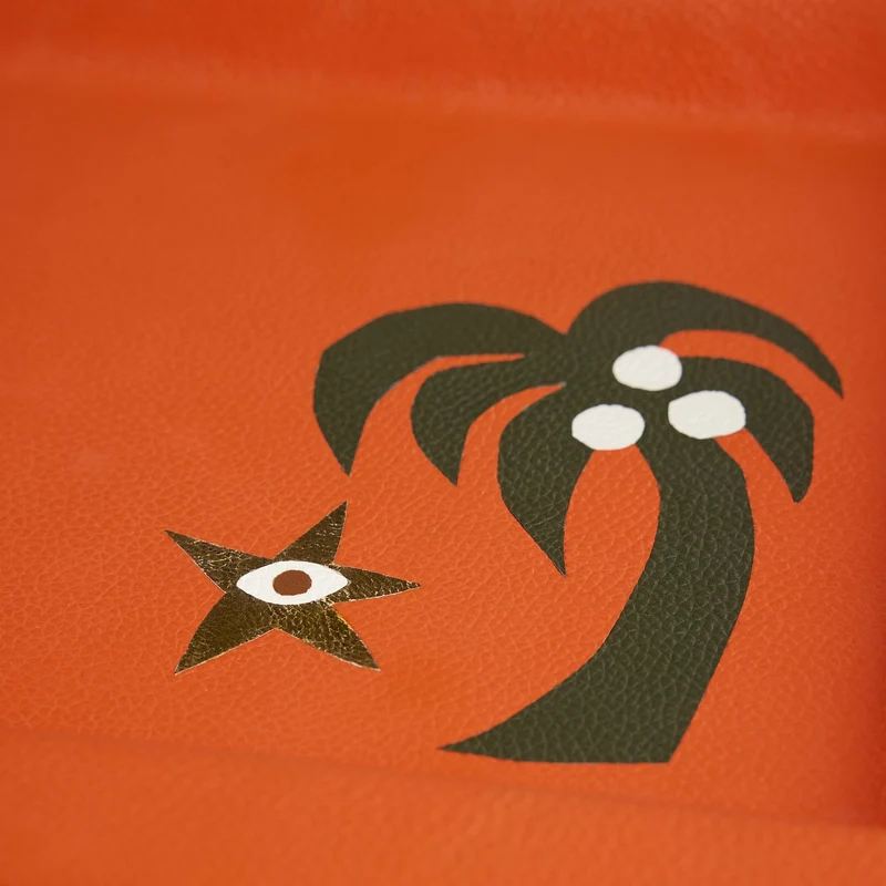 Leder-Tablett PLAYA PALM TREE orange 31 x 23 cm