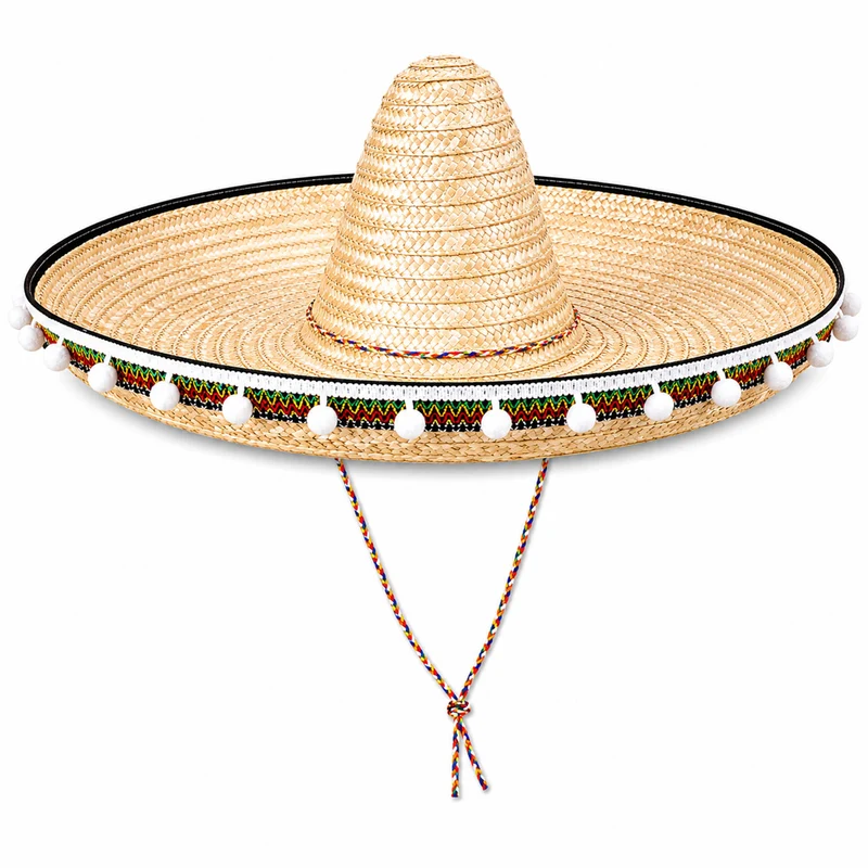 Mexikaner Sombrero mit Troddeln - Ø 60 cm | Natur