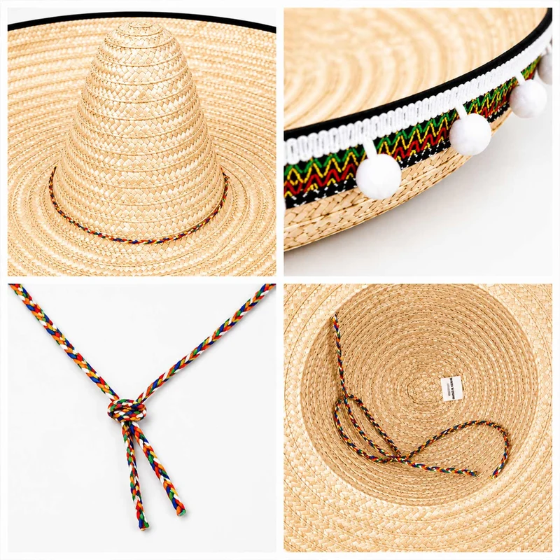 Mexikaner Sombrero mit Troddeln - Ø 60 cm | Natur
