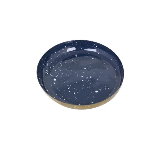 Tablett Kerzenteller rund | 12,5 x 1,7 cm | blau messing | Strömshaga