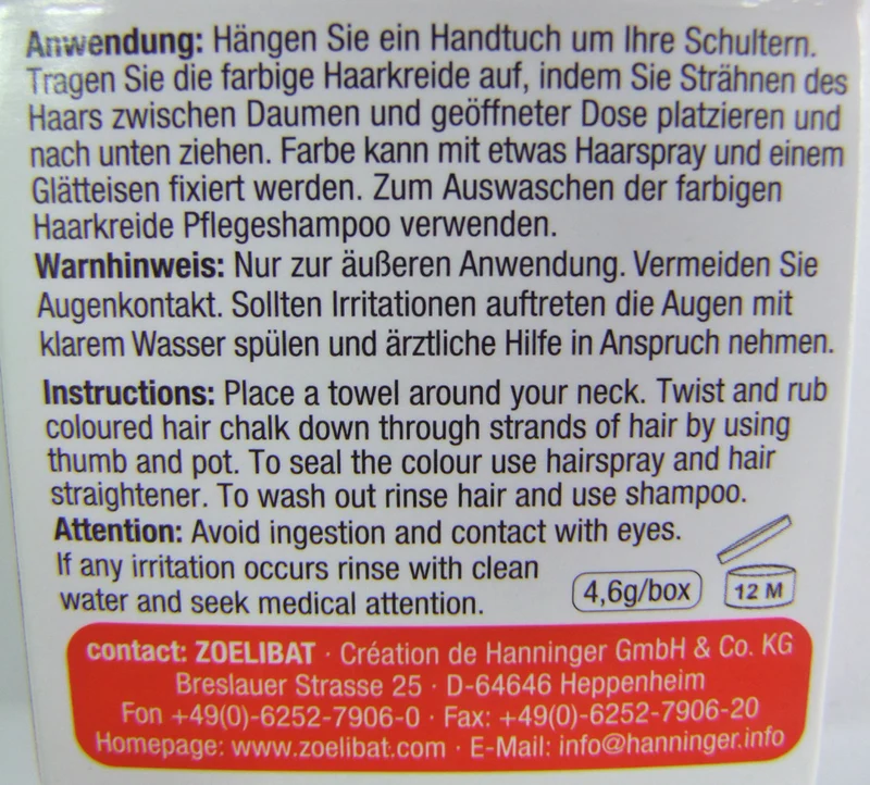 Haarkreide zum temporären Haare färben
