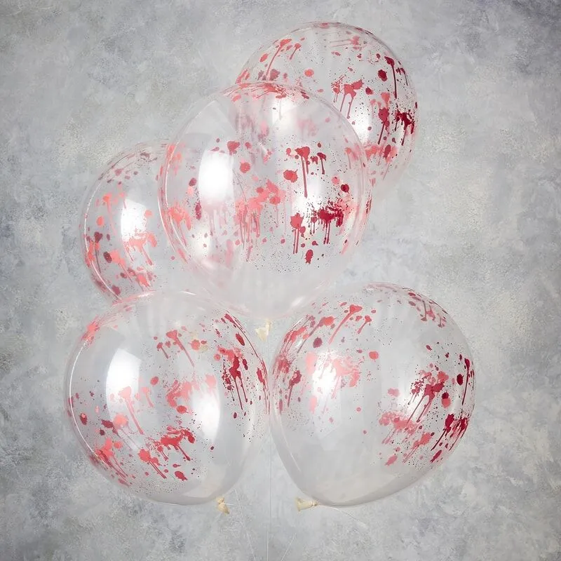 Luftballons Halloween mit roten Blutflecken (5 Stück)