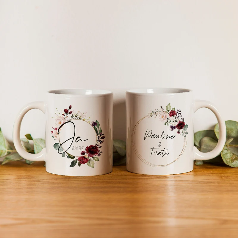 Personalisierte Tasse Ja Burgundy (1 Stück)