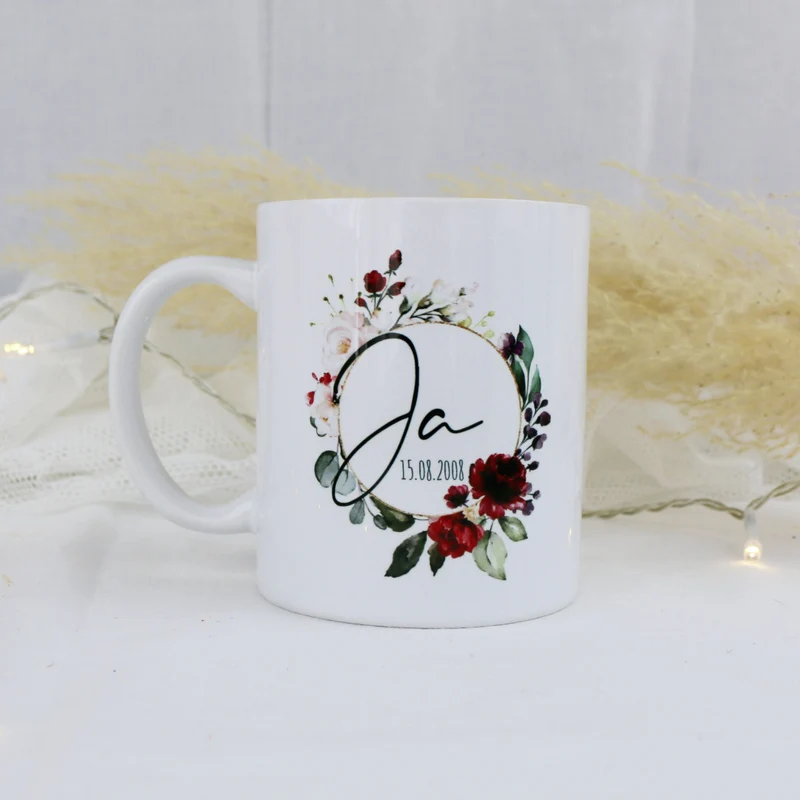 Personalisierte Tasse Ja Burgundy (1 Stück)
