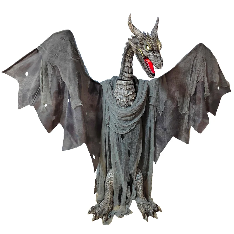 Drache mit Licht, Bewegung und Ton - 187 cm | Halloween Dekoration