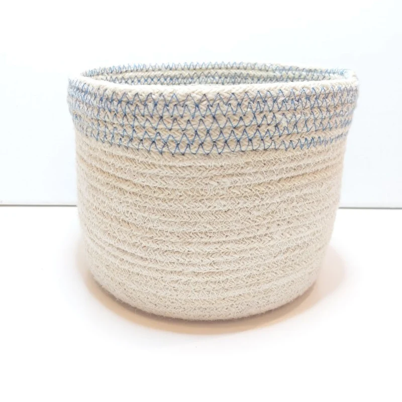 Übertopf Korb JUTE groß 20x15 cm | natur blau Blumenkorb
