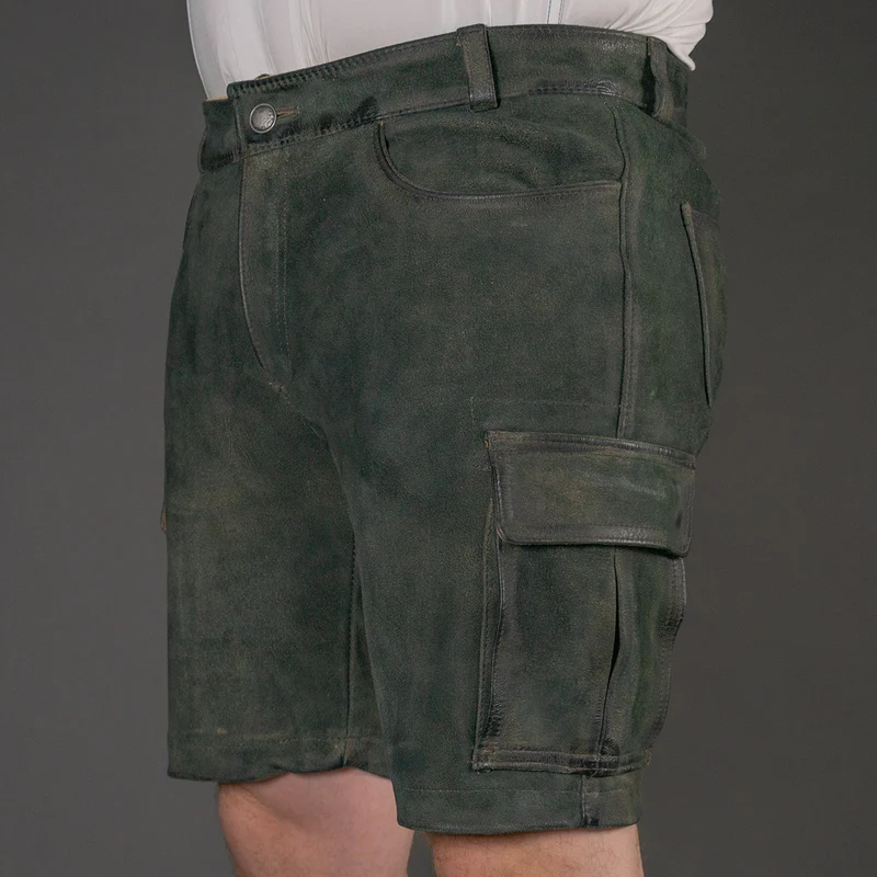Datschi Trachten Cargo Lederhose Albert Ziegenleder Antik Grey