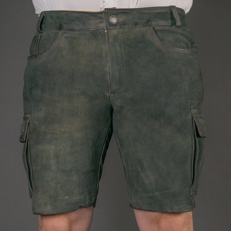 Datschi Trachten Cargo Lederhose Albert Ziegenleder Antik Grey
