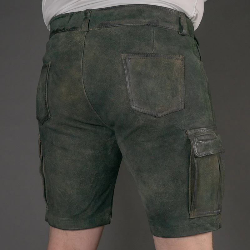 Datschi Trachten Cargo Lederhose Albert Ziegenleder Antik Grey