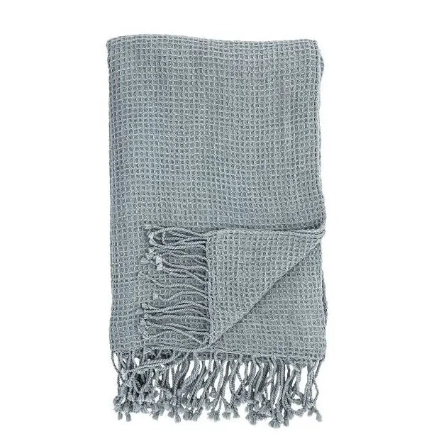 PLAID blau Decke mit Waffelstruktur SAFAYA 170x130 cm aus 100% Baumwolle | Bloomingville