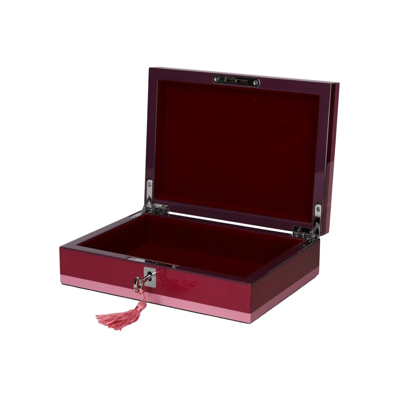 Schmuckbox TANG S in Rosa/Beere mit Schloss 22x6,3x16cm