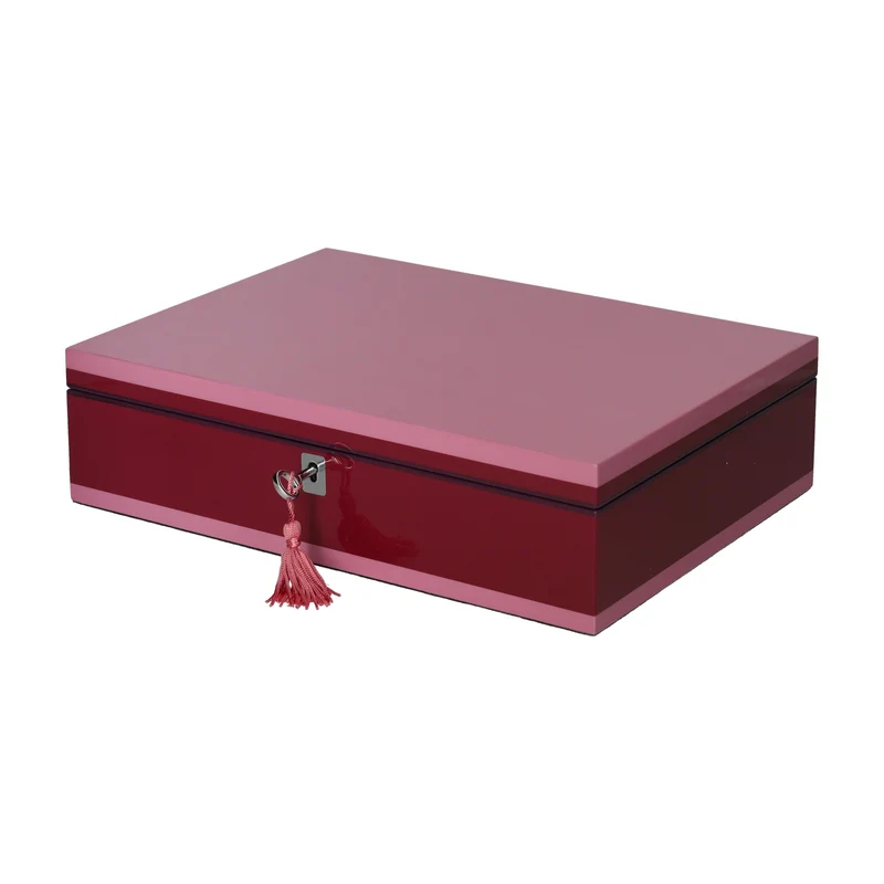 Schmuckbox TANG M in Rosa/Beere mit Schloss 31x8,3x22,5cm
