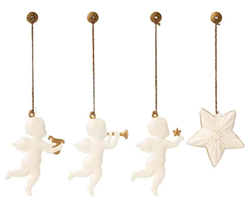 Maileg Anhänger Engel Stern 4er Set | O HOLY NIGHT | Baumschmuck Advent
