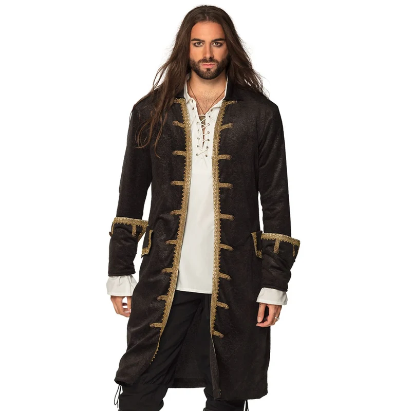 Piraten Kostüm Jacke für Herren | Schwarz Gold