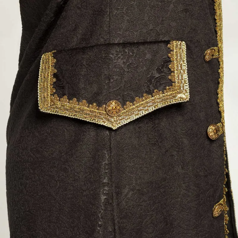 Piraten Kostüm Jacke für Herren | Schwarz Gold