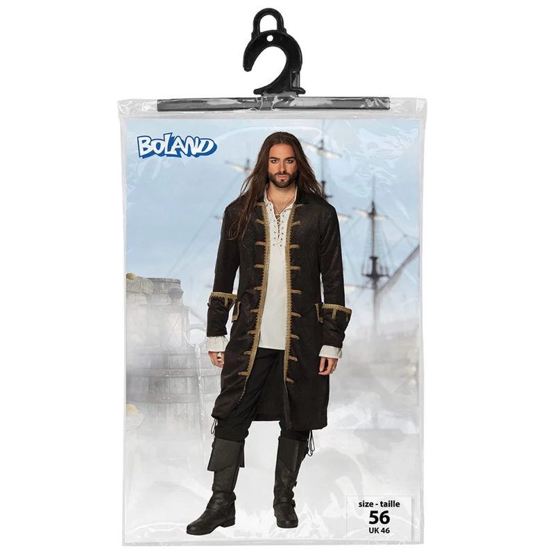 Piraten Kostüm Jacke für Herren | Schwarz Gold