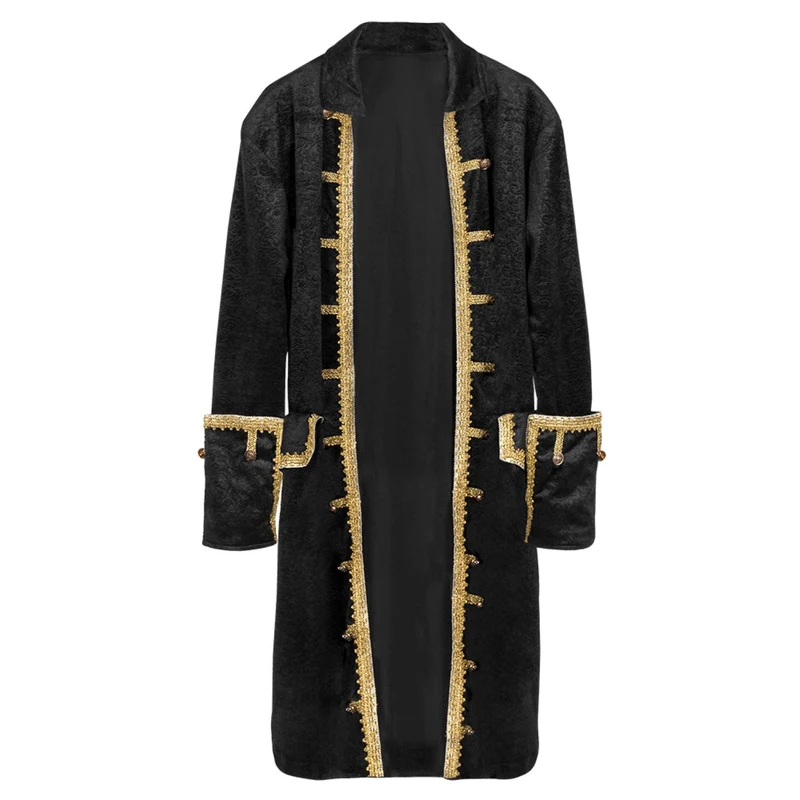 Piraten Kostüm Jacke für Herren | Schwarz Gold