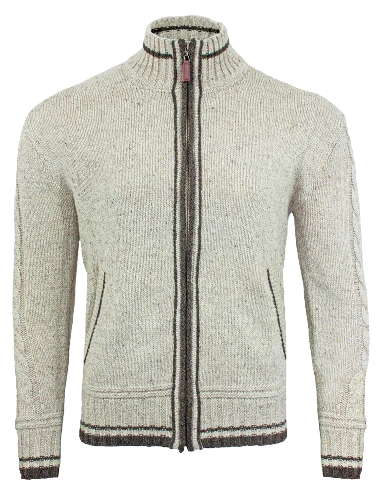 Herren Trachten Strickjacke Kunz Natur Braun