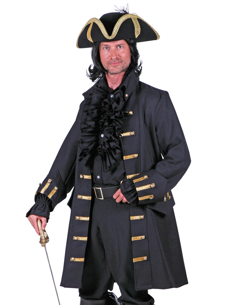 Piraten Kostüm Jacke "James Alday" für Herren - Schwarz