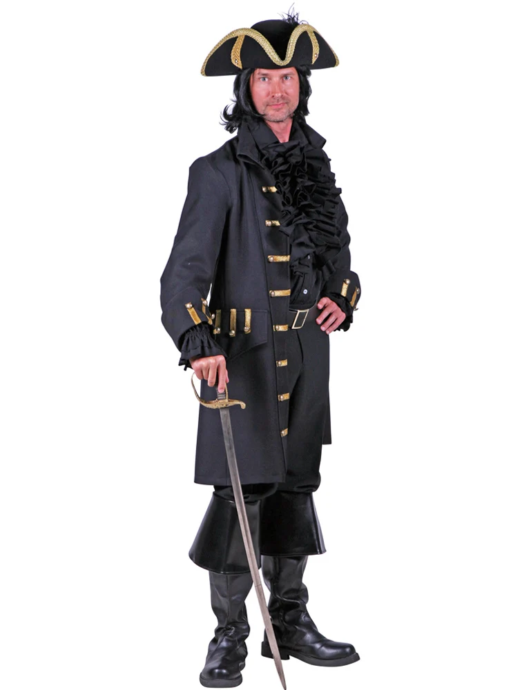 Piraten Kostüm Jacke "James Alday" für Herren - Schwarz