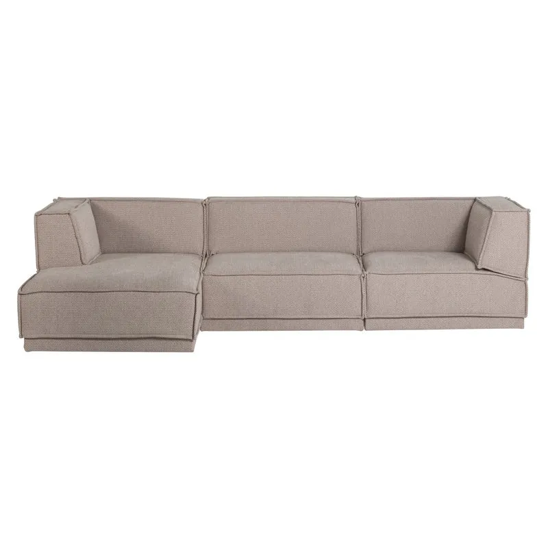 Manu Chaise Lounge Sofa Grob Chenille Natur (links) - WOOOD