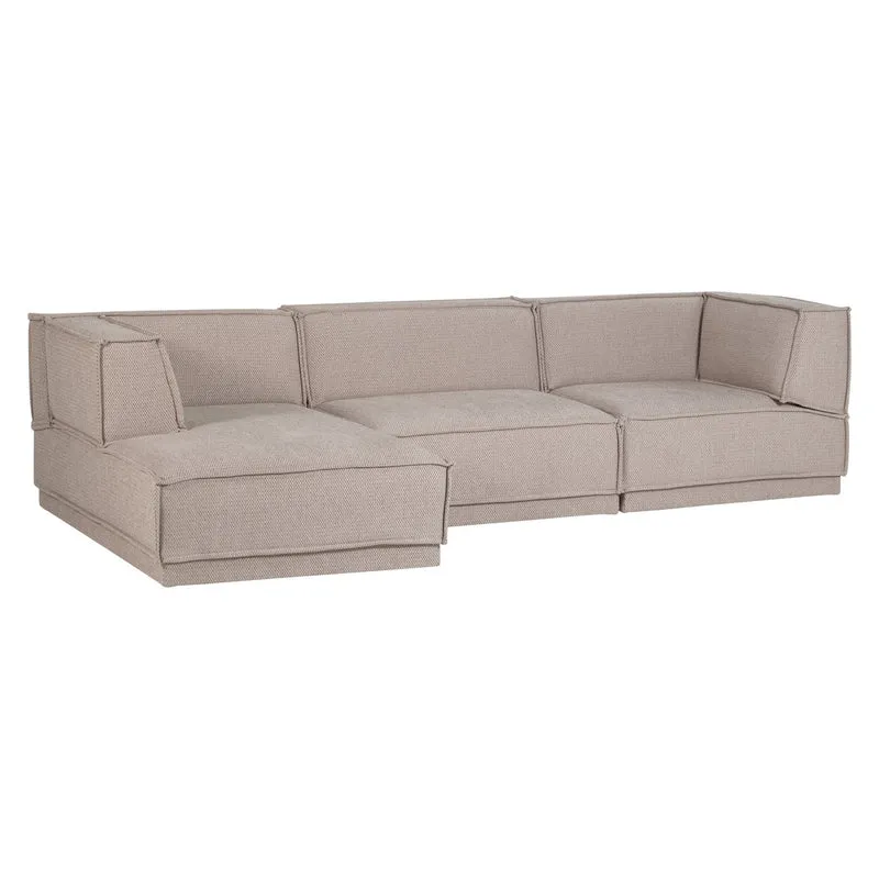 Manu Chaise Lounge Sofa Grob Chenille Natur (links) - WOOOD