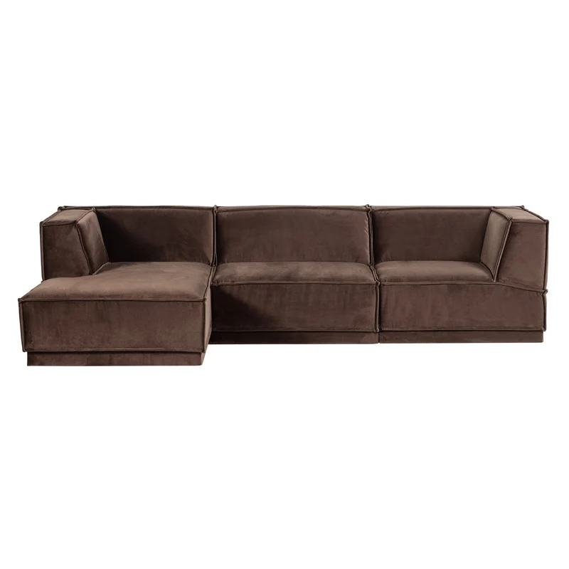 Manu Chaise Lounge Sofa Velvet Braun (links) - WOOOD