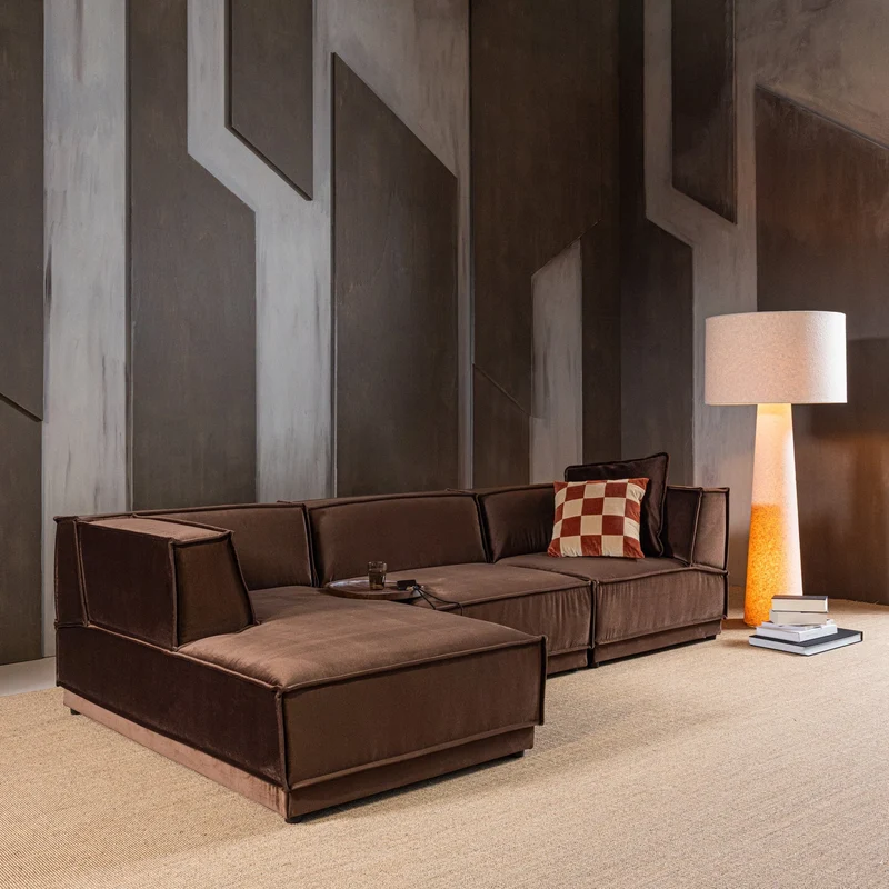 Manu Chaise Lounge Sofa Velvet Braun (links) - WOOOD