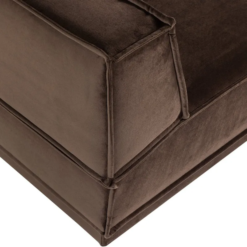 Manu Chaise Lounge Sofa Velvet Braun (rechts) - WOOOD