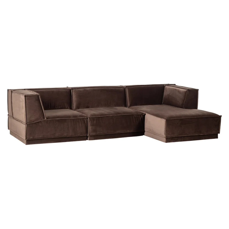 Manu Chaise Lounge Sofa Velvet Braun (rechts) - WOOOD