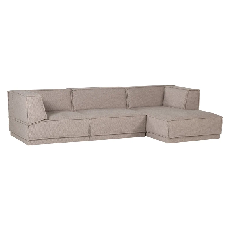 Manu Chaise Lounge Sofa Grob Chenille Natur (rechts) - WOOOD