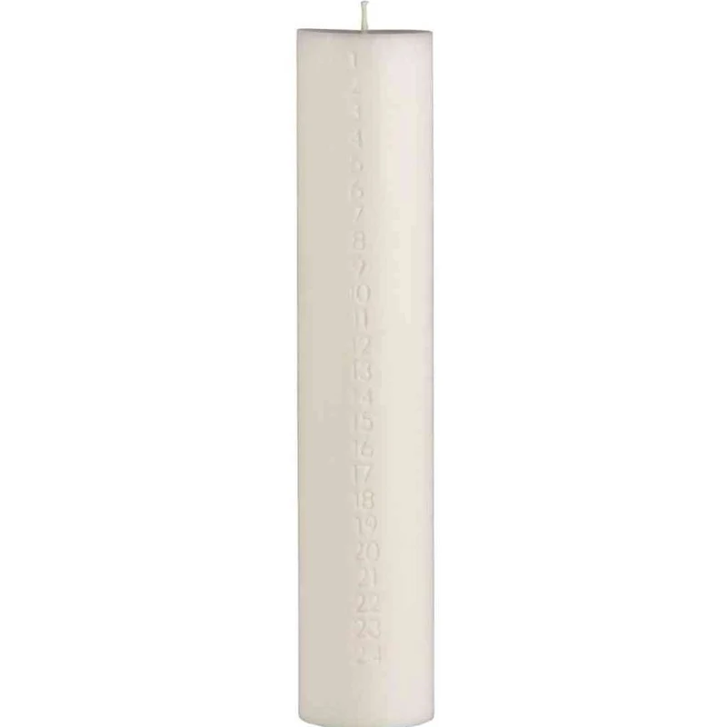ADVENTSKERZE mit geprägten Zahlen 1-24 ☆ Stearin weiß 30x6 cm ☆ 120 H Brenndauer IB LAURSEN