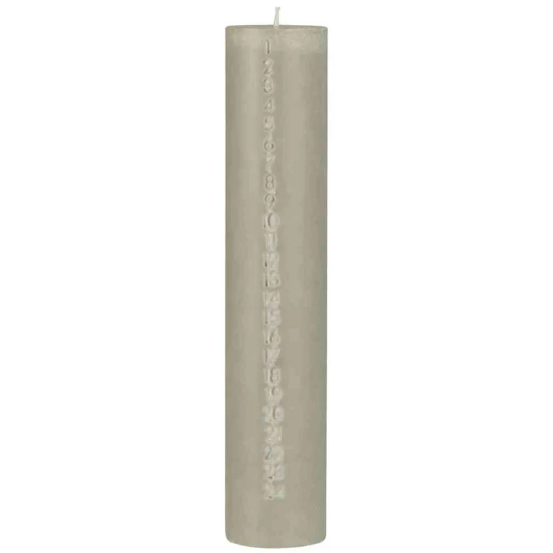 ADVENTSKERZE grau mit geprägten Zahlen 1-24 ☆ Stearin 30x6 cm ☆ 120 H Brenndauer IB LAURSEN