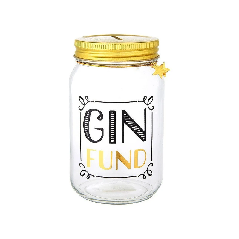 Spardose GIN FUND MONEY JAR Glas Sparschlitz im Deckel | SASS & BELLE