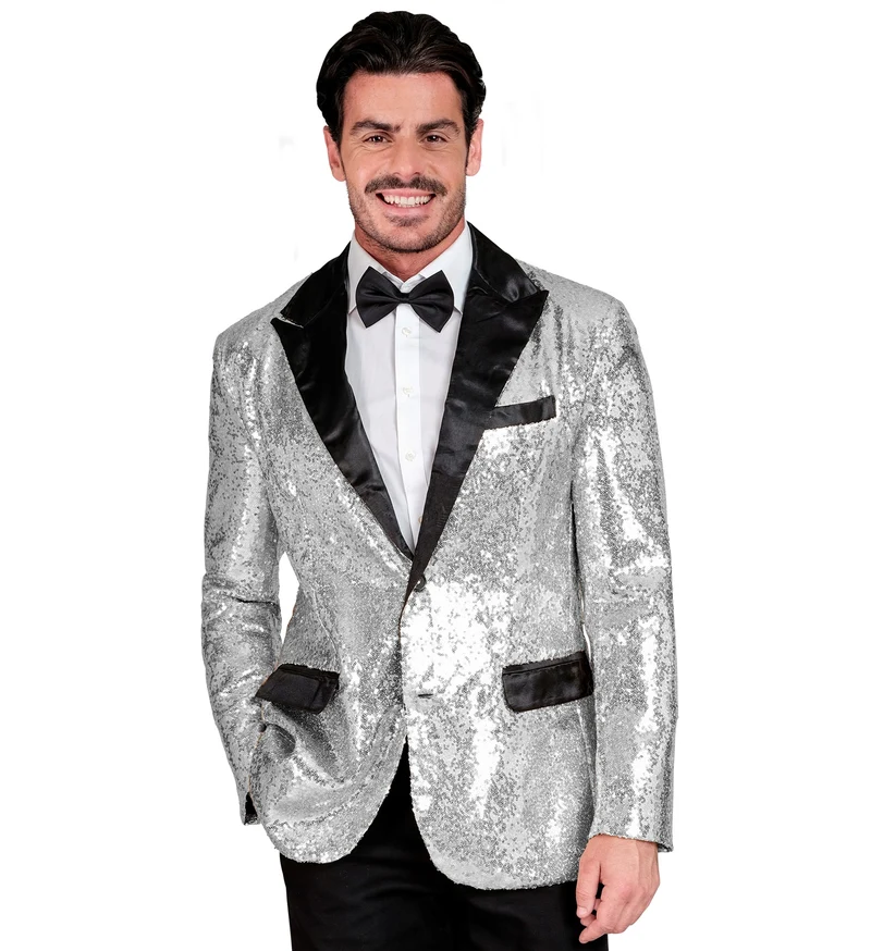 Pailletten Jackett "Glitter" für Herren | Silber