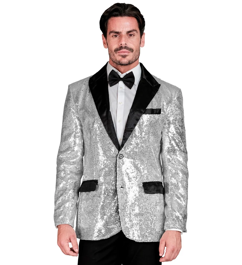 Pailletten Jackett "Glitter" für Herren | Silber