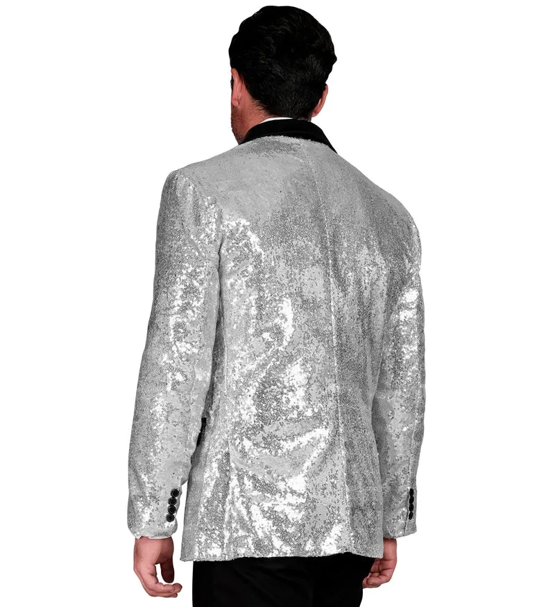 Pailletten Jackett "Glitter" für Herren | Silber