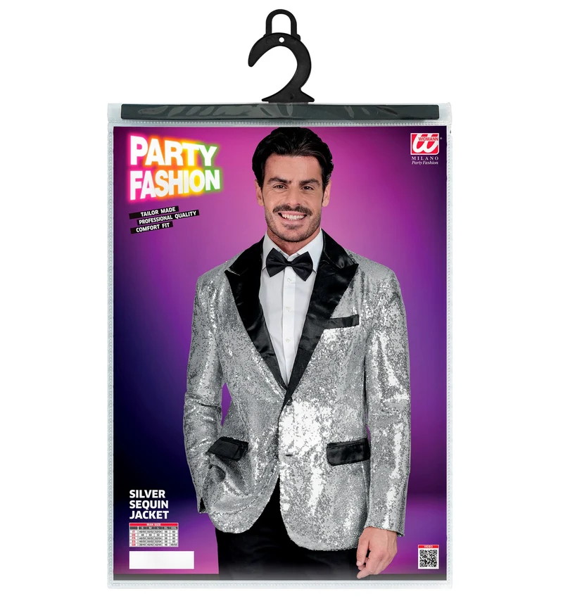 Pailletten Jackett "Glitter" für Herren | Silber