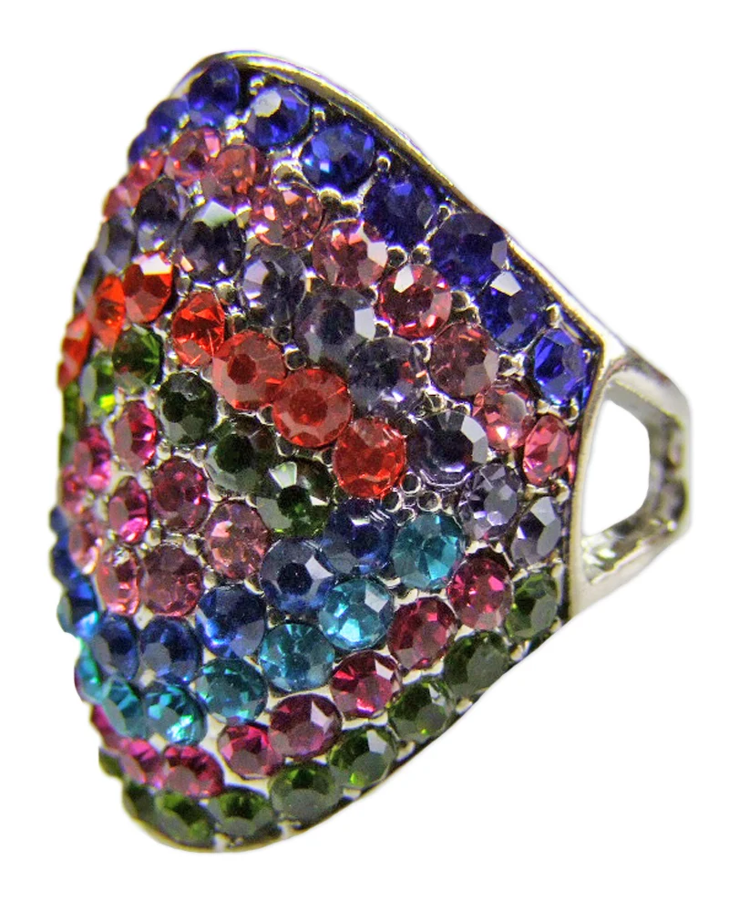 Ring Colorful mit Strasssteinen - Stripes
