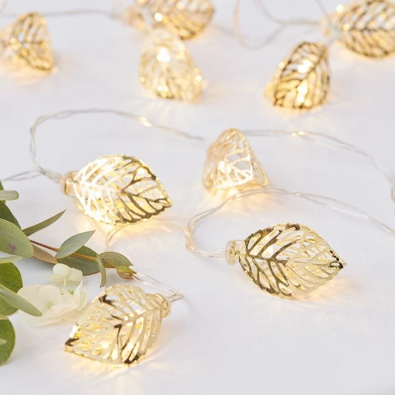 LED Girlande Blätter gold