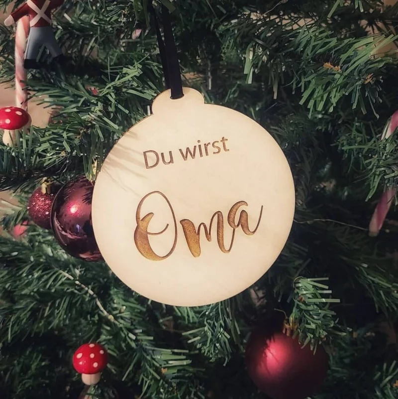Weihnachtsbaum Anhänger Holz Du wirst Oma