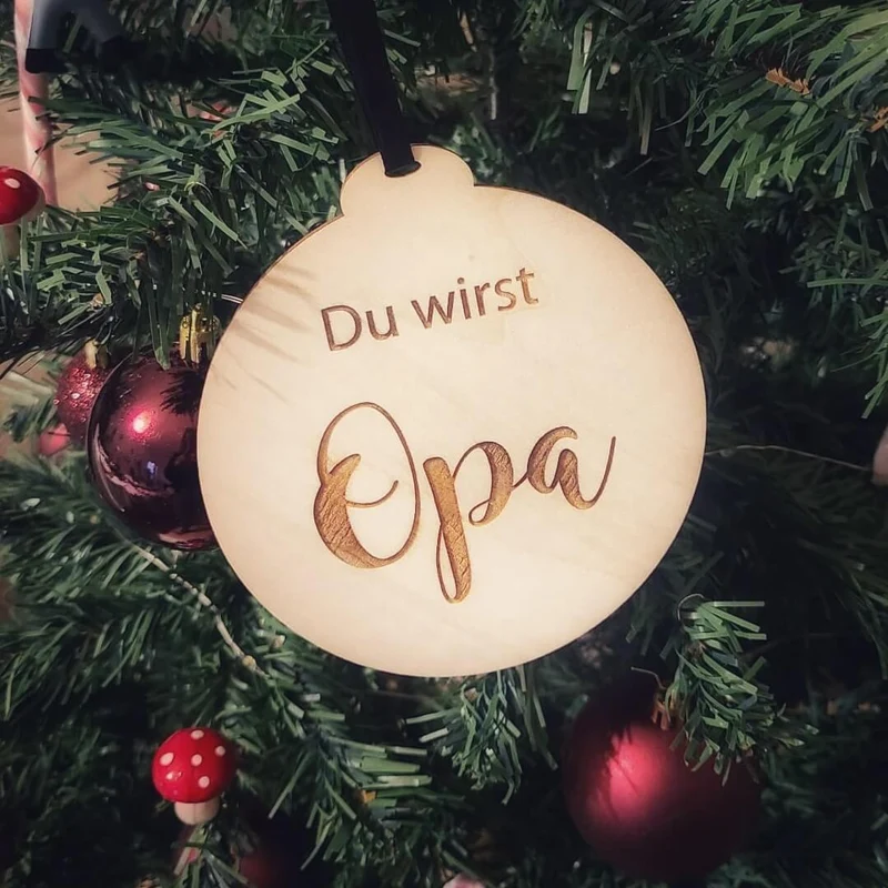 Weihnachtsbaum Anhänger Holz Du wirst Opa