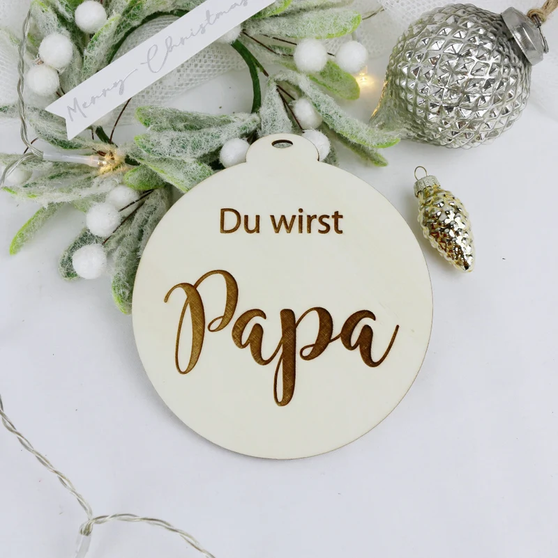 Weihnachtsbaum Anhänger Holz Du wirst Papa