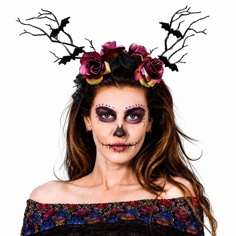 Halloween Haarreif "Waldnymphe" mit Fledermäusen