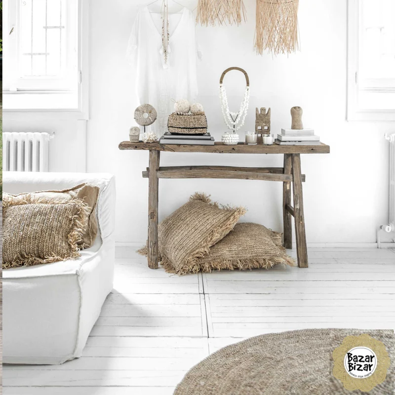 Kissen aus Bast "Braun Raffia"