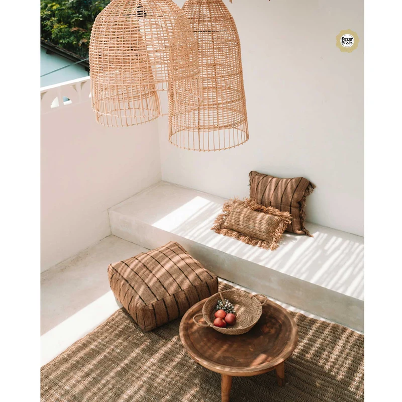 Kissen aus Bast "Braun Raffia"