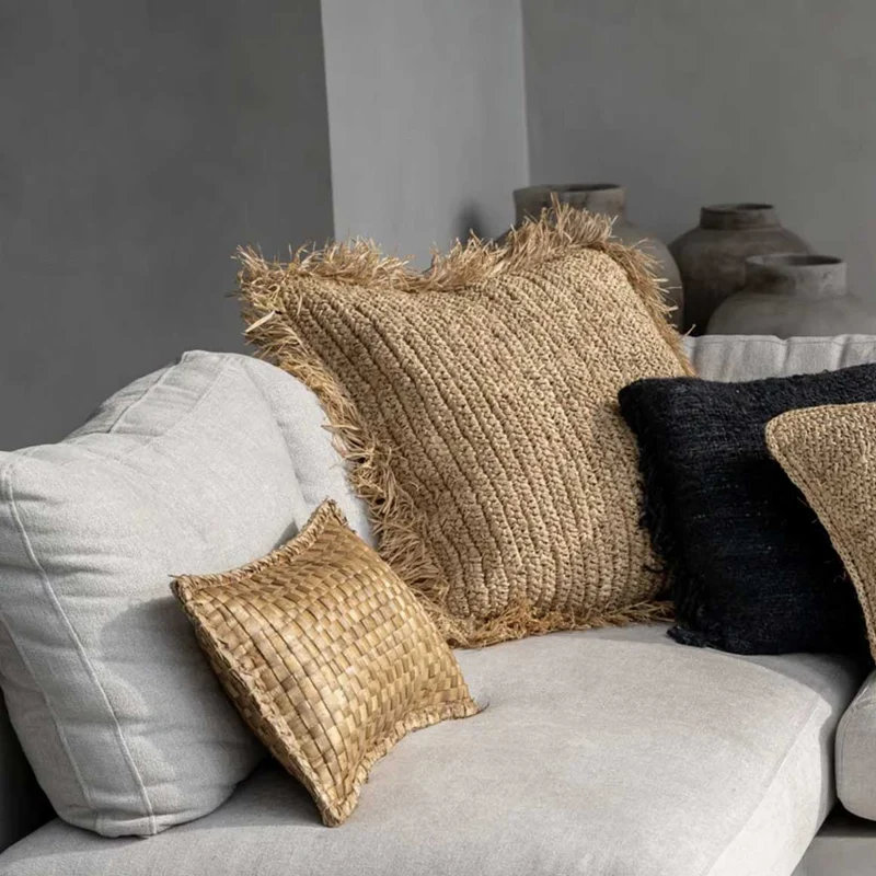 Kissen aus Bast "Braun Raffia"