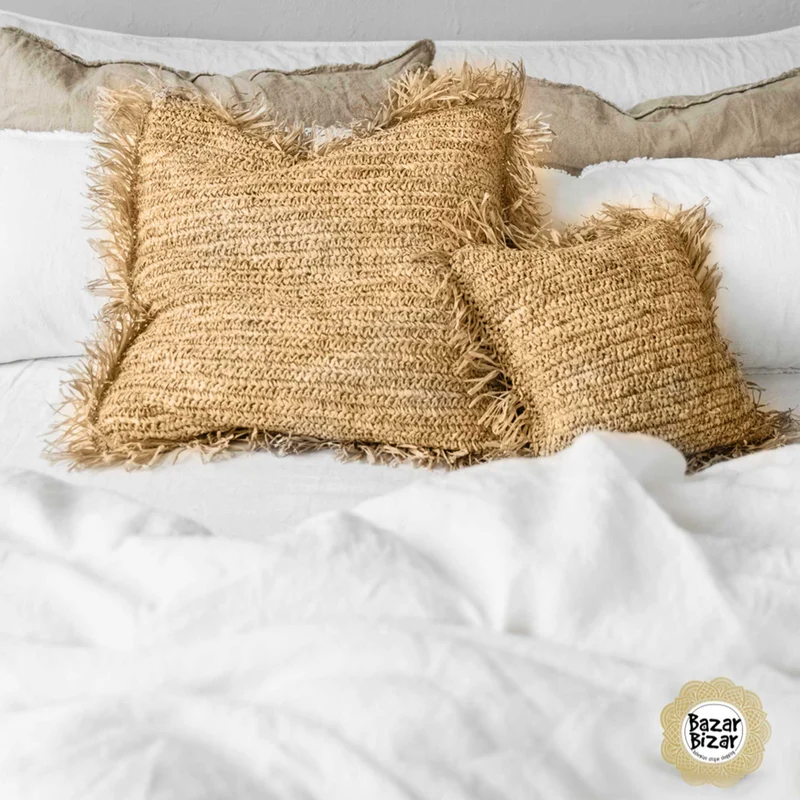 Kissen aus Bast "Braun Raffia"