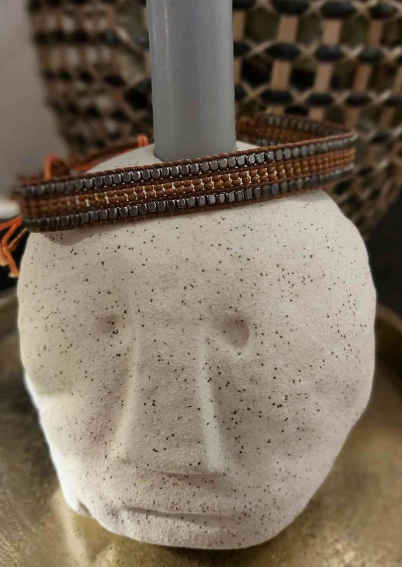 Kerzenhalter HEAD cremefarben für Standardkerze Stoneware | Dekofigur